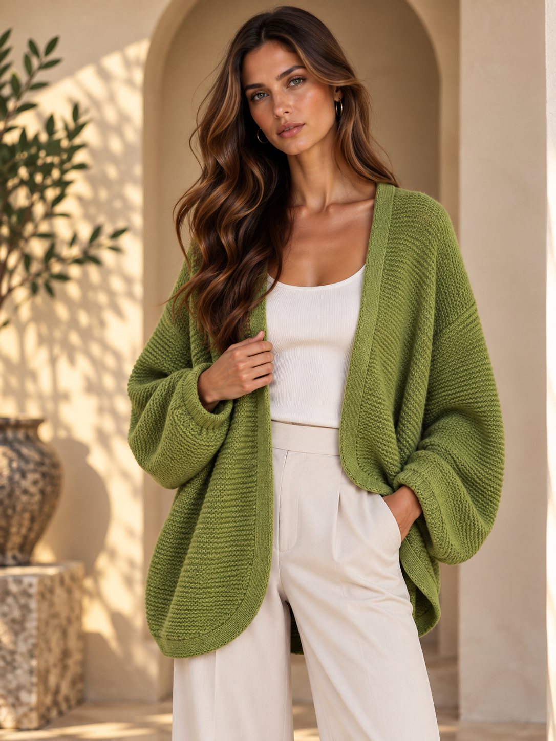Women’s Open-Front Relaxed Knit Cardigan