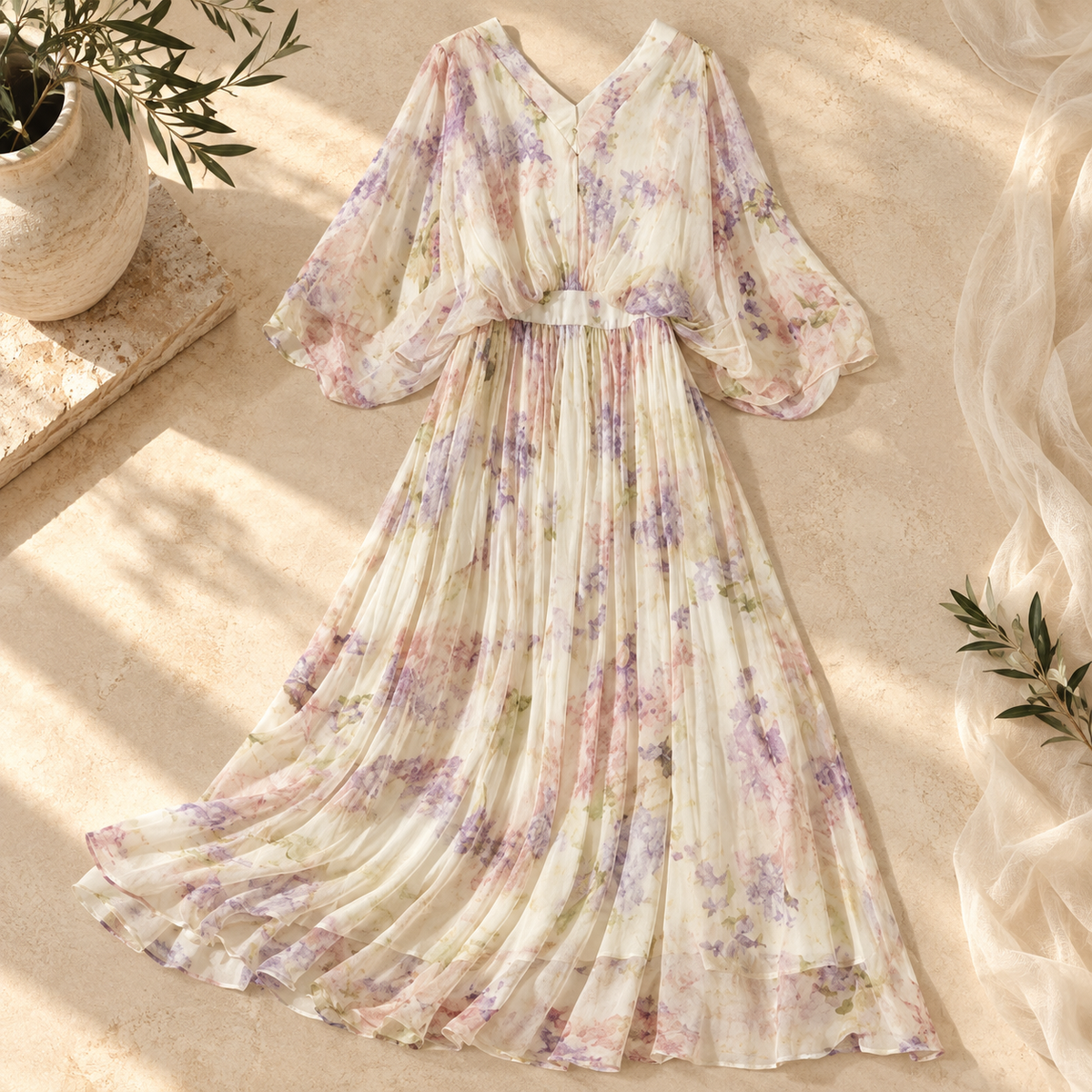 Women’s Floral Chiffon Maxi Dress