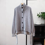 Stand up collar contrasting striped sweater