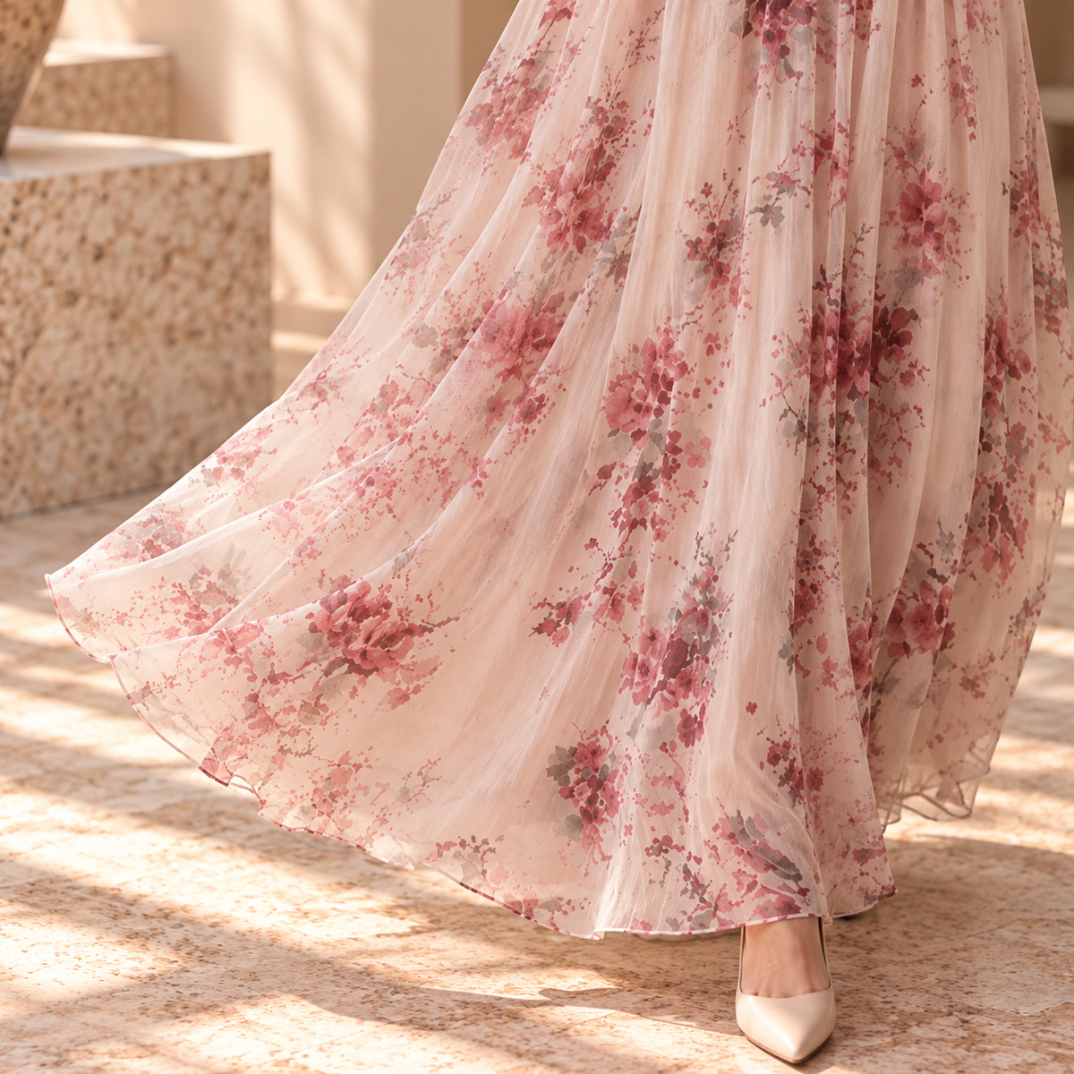 Women’s Floral Mulberry Silk Maxi Dress