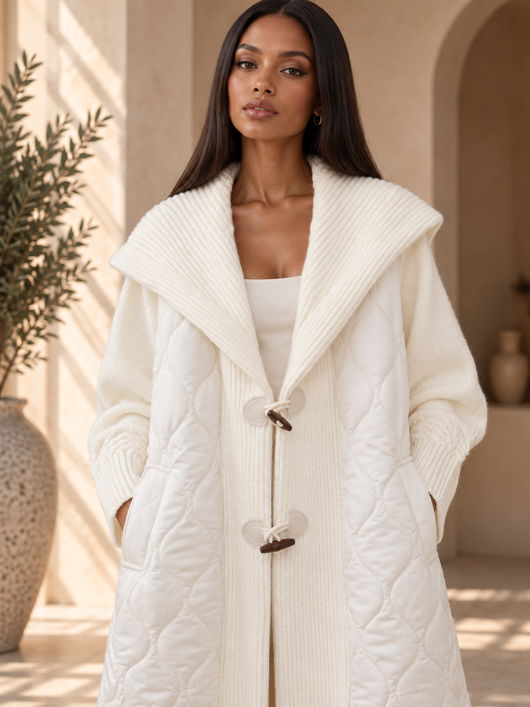 Women’s Hooded Toggle Long Coat