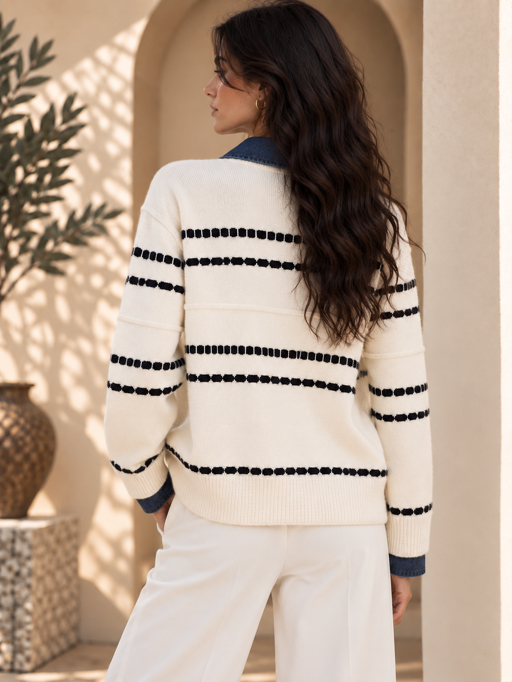 Women’s Contrast Relaxed Knit Sweater