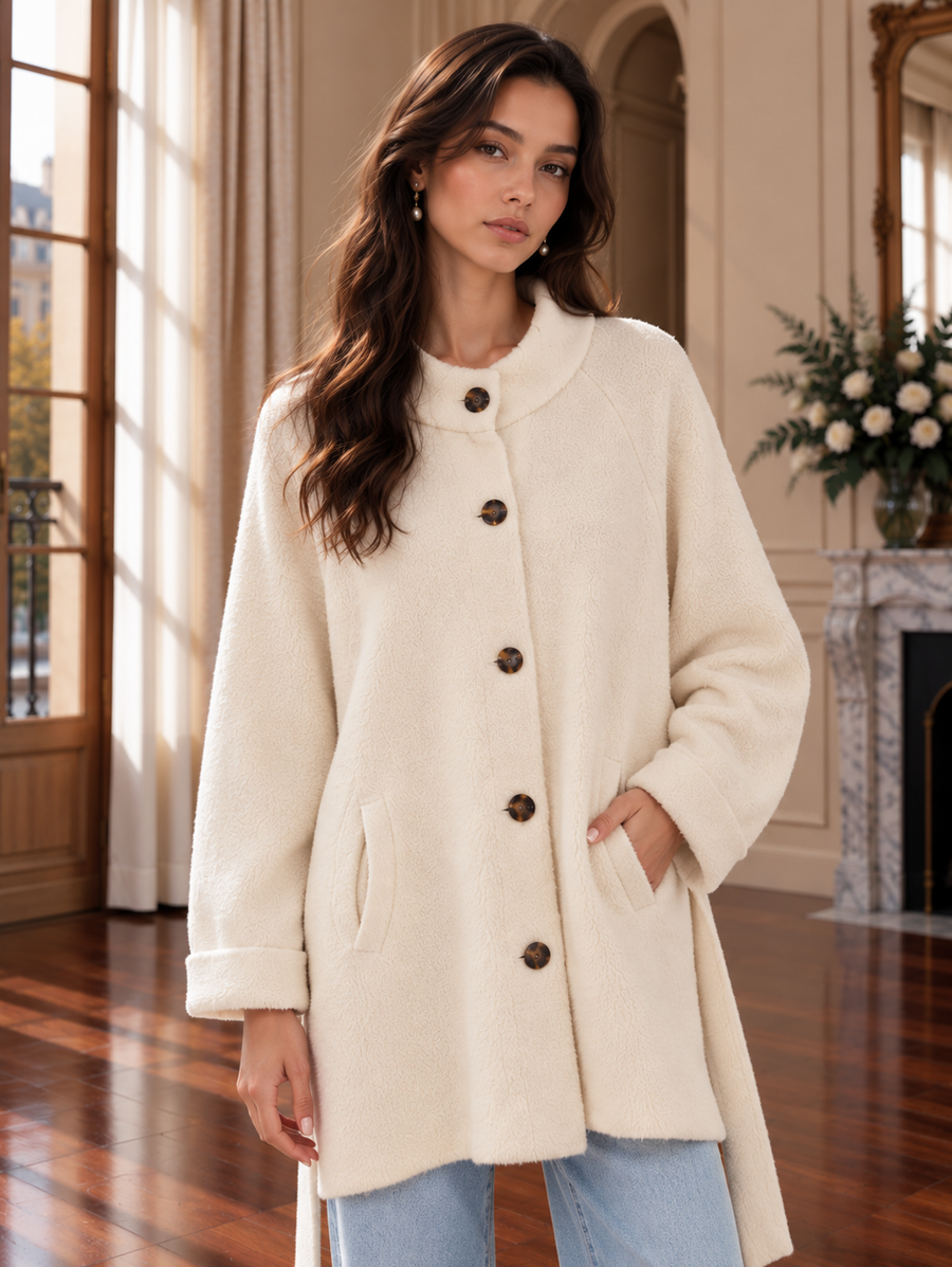 Women’s Stand Collar Button-Front Coat