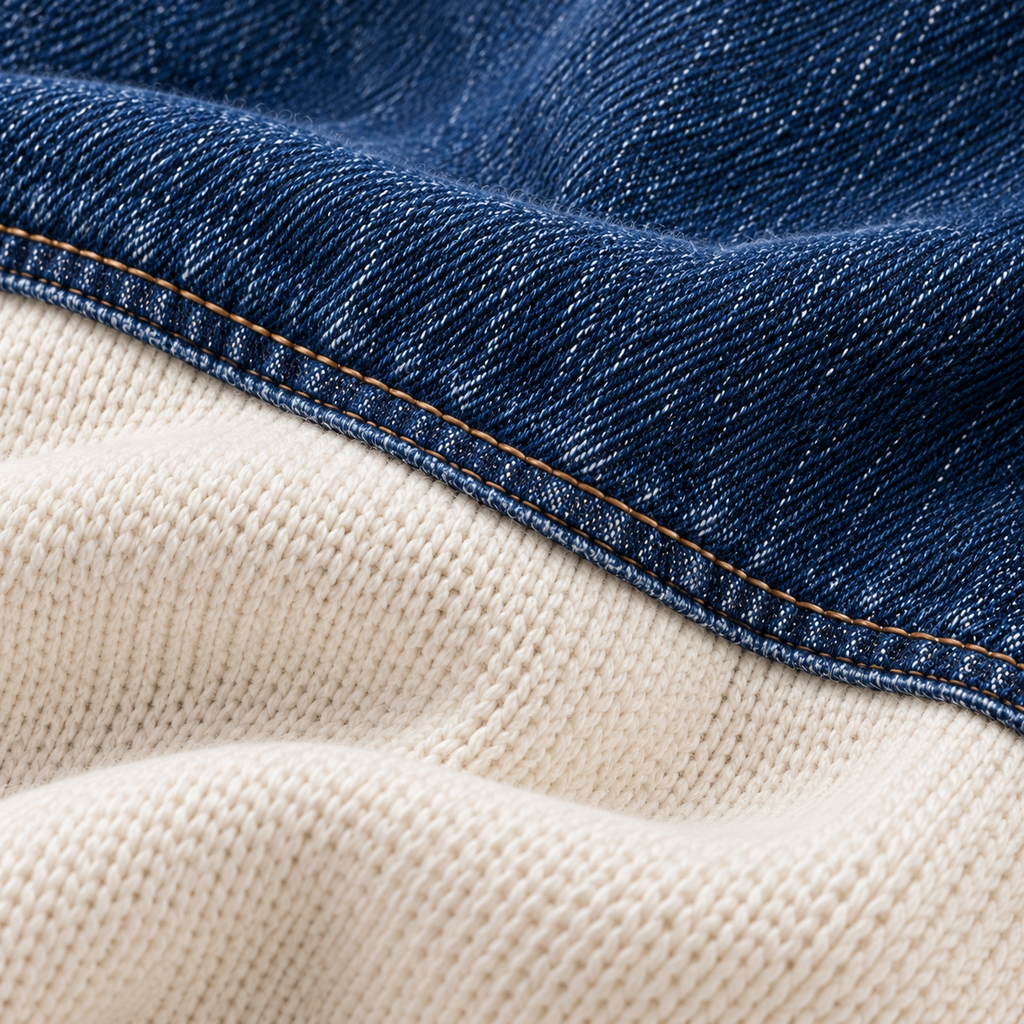 Women’s Denim Patchwork Relaxed Knit Sweater