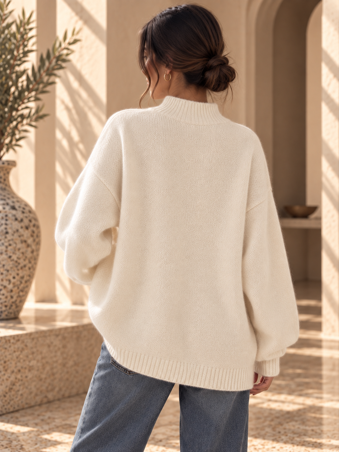 Women’s High Neck Relaxed Knit Sweater