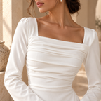 Women’s Square Neck Long Sleeve Knit Maxi Dress