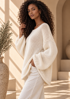 Women’s Hollow-Out Side-Slit Knit Sweater