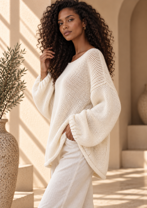 Women’s Boat Neck Relaxed Knit Sweater