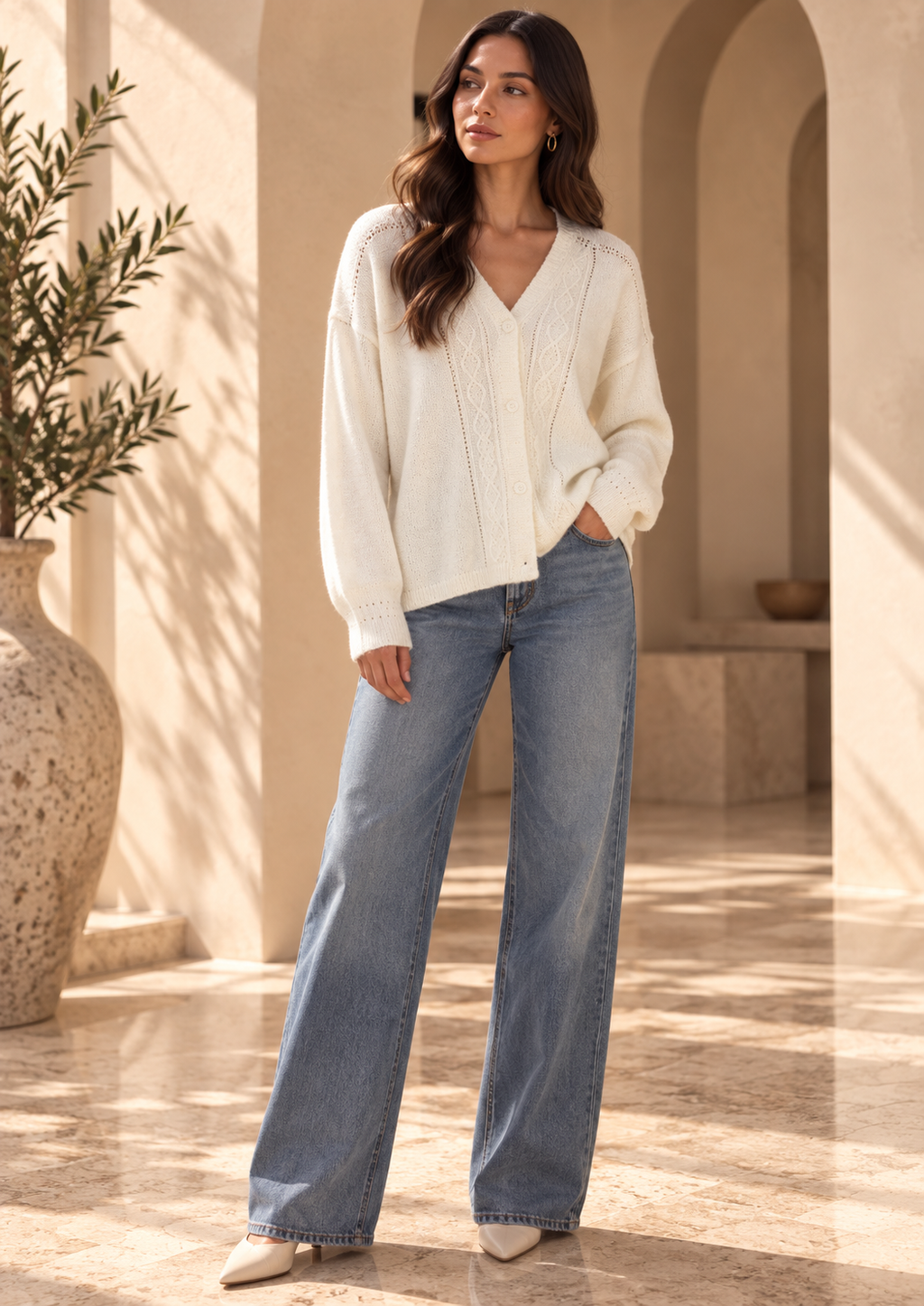 Women’s Hollow-Out Relaxed Knit Sweater