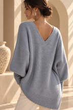 V-neck lazy style sweater women's loose knit sweater top