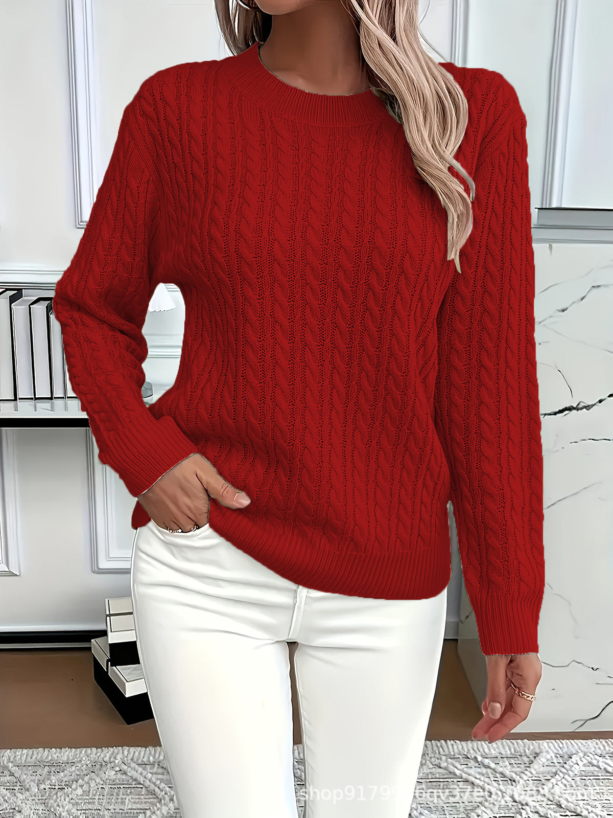 Round neck Fried Dough Twists thickened sweater