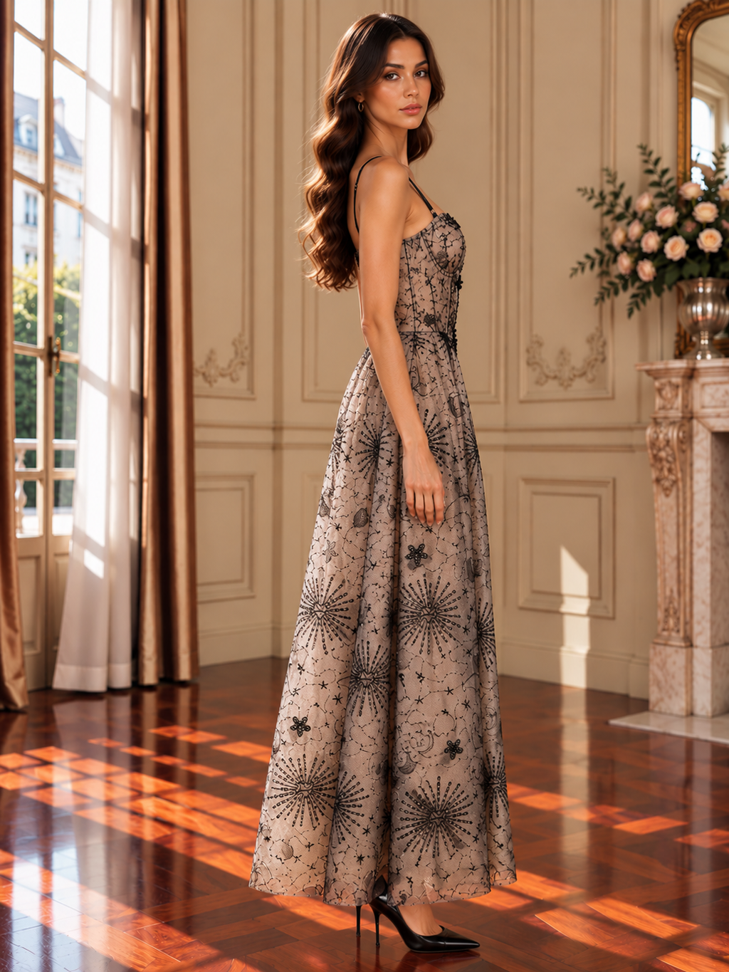 Women’s Celestial Sequin Mesh A-Line Dress