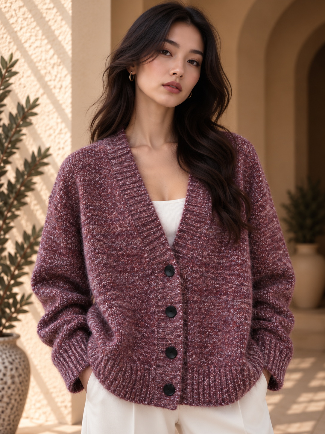 Women’s Long Sleeve V-Neck Knit Sweater