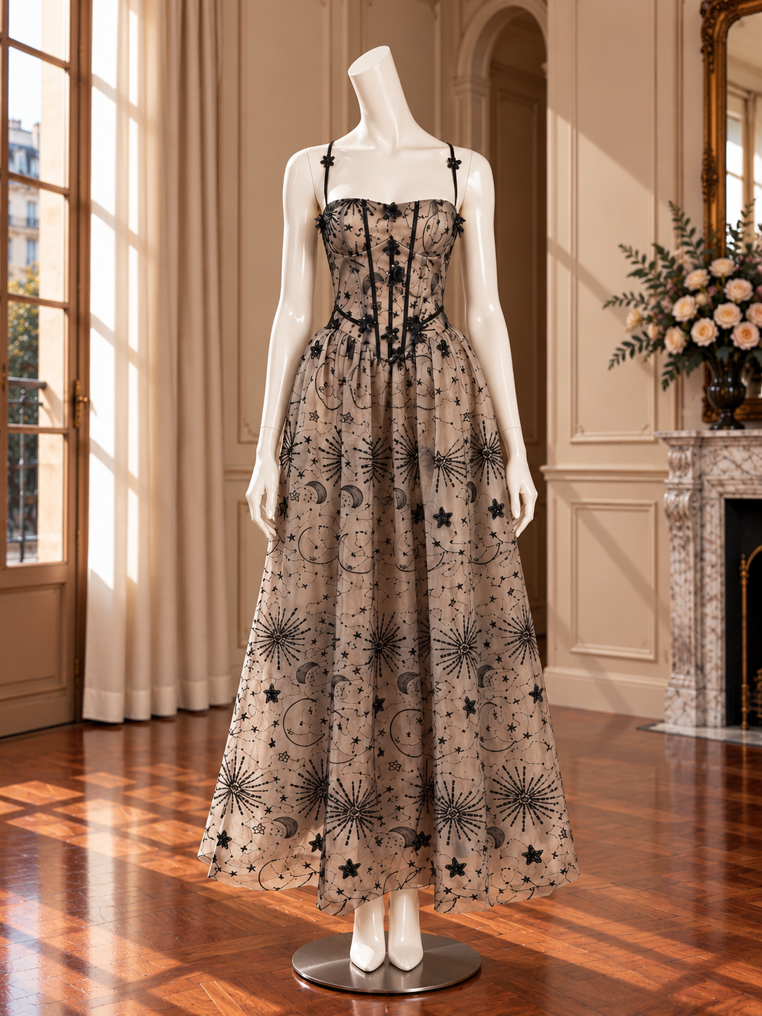 Women’s Celestial Sequin Mesh A-Line Dress