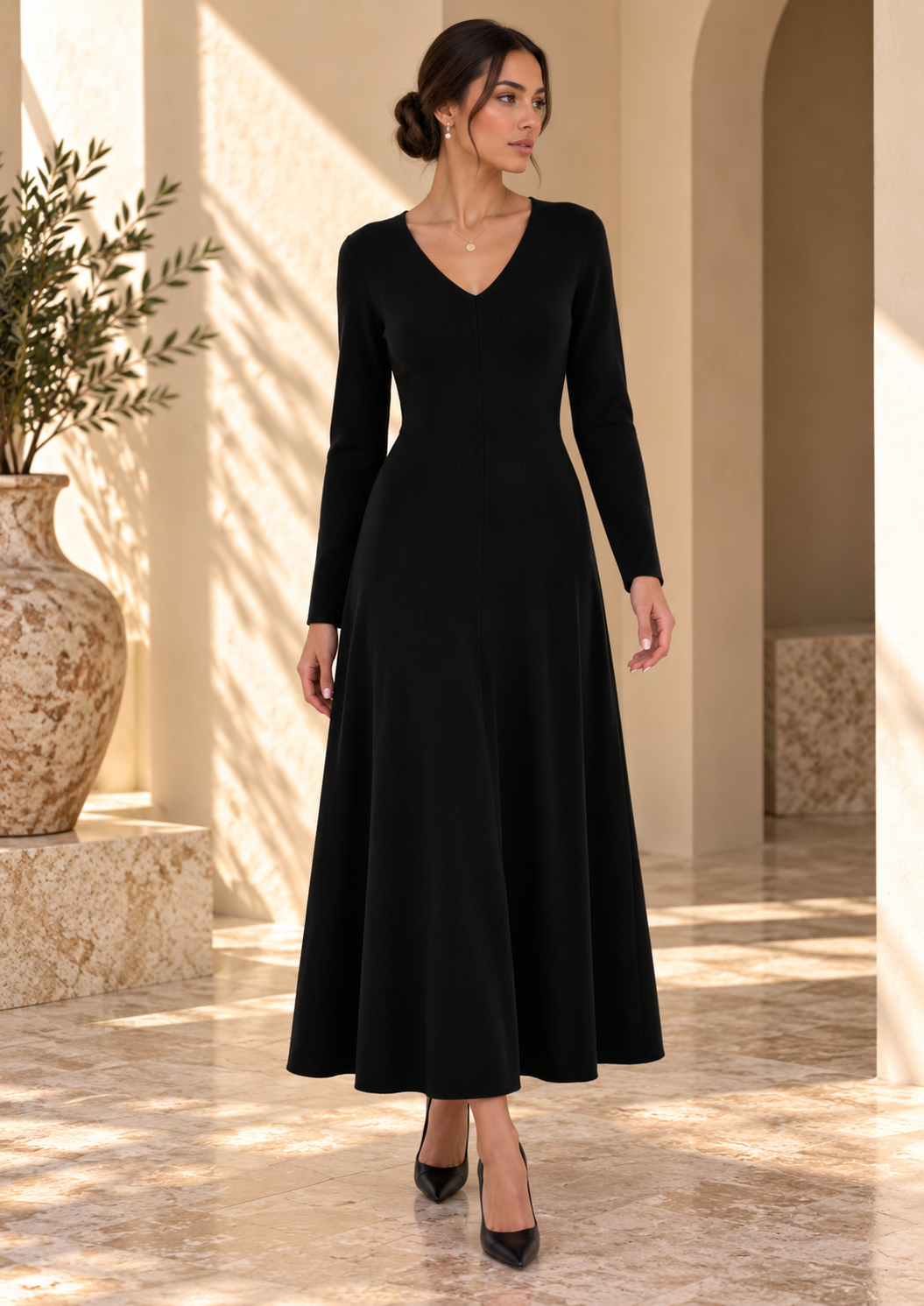 Women’s Collared Long Knit Dress