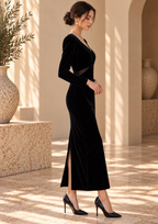 Women’s Hollow-Out Mermaid Velvet Maxi Dress