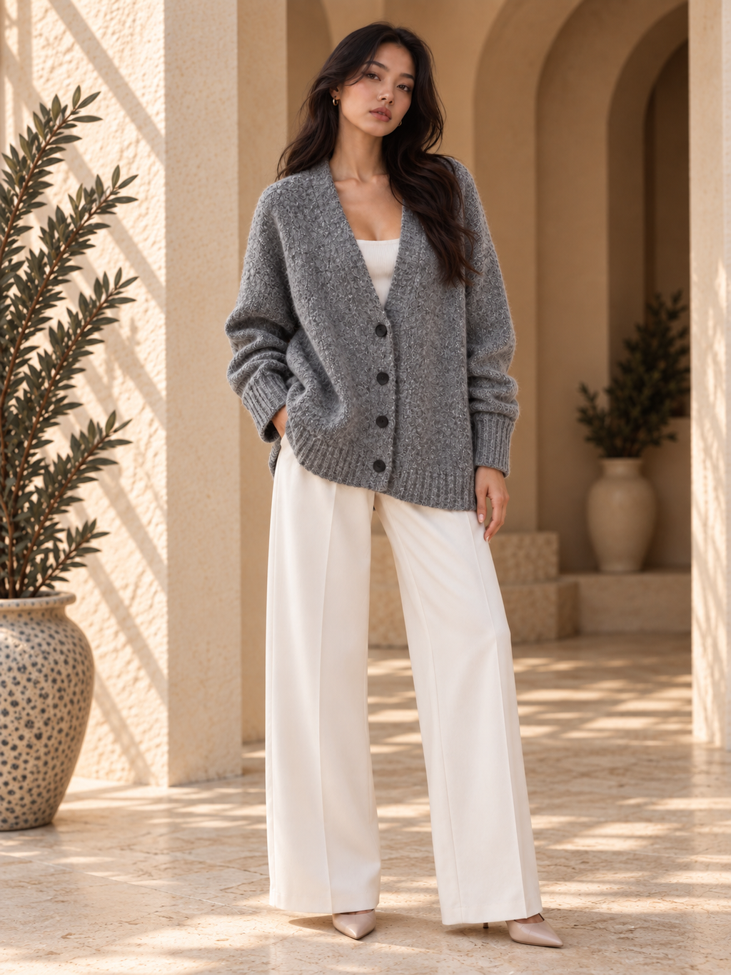 Women’s Long Sleeve V-Neck Knit Sweater