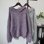 Zipper hooded cardigan sweater