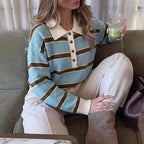 Striped Polo collar sweater