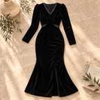 Women’s Hollow-Out Mermaid Velvet Maxi Dress