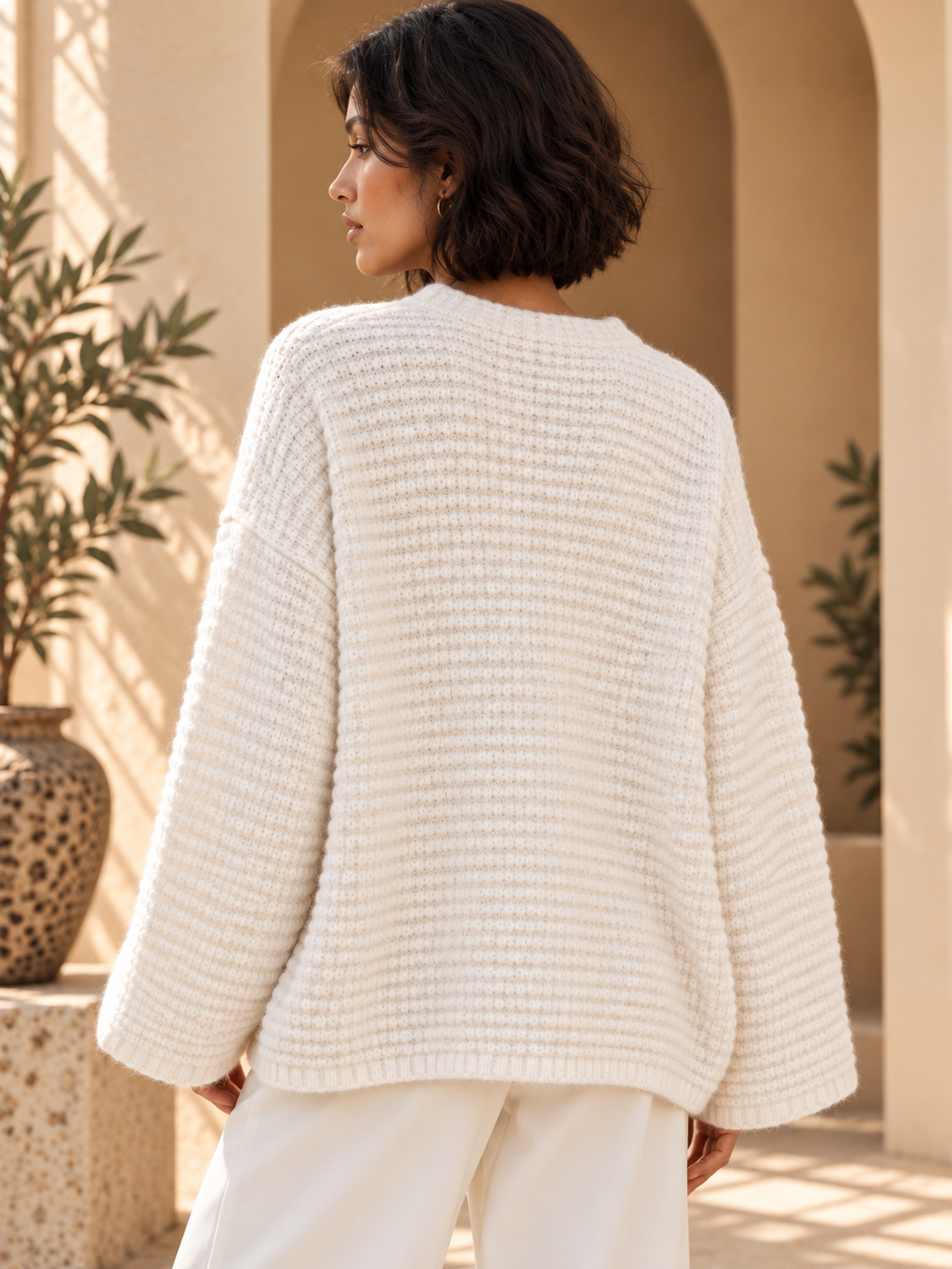 Women’s Relaxed V-Neck Long Sleeve Knit Sweater