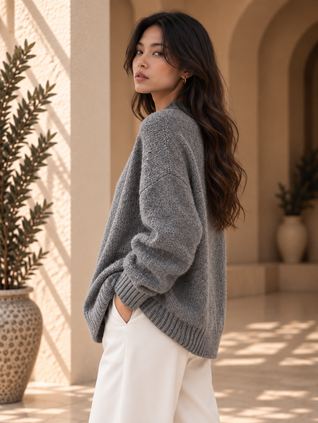 Women’s Long Sleeve V-Neck Knit Sweater