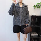 Zipper sequin loose sweater