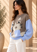 Women’s Color-Block Round Neck Knit Sweater