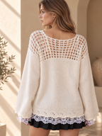 Women’s Lace Sequin Hollow-Out Knit Sweater