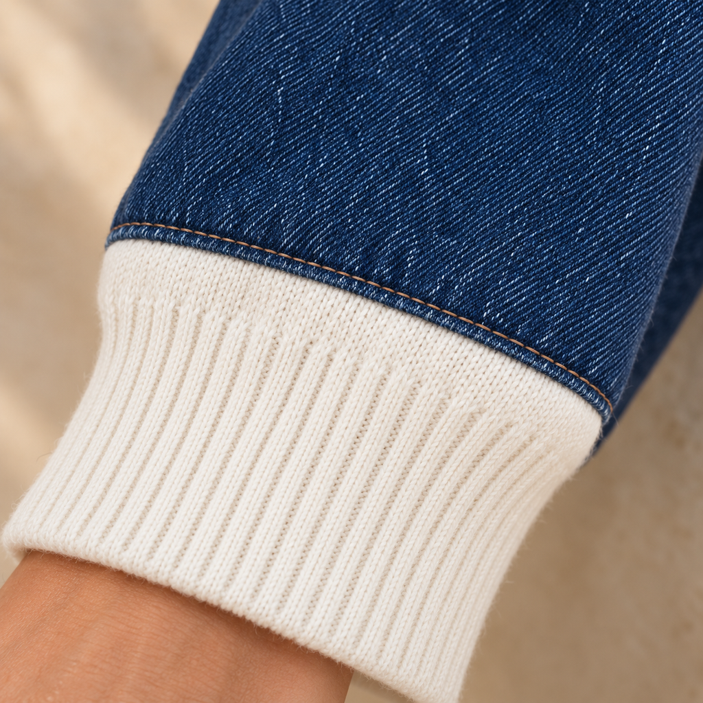 Women’s Denim Patchwork Relaxed Knit Sweater