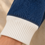 Women’s Denim Patchwork Relaxed Knit Sweater