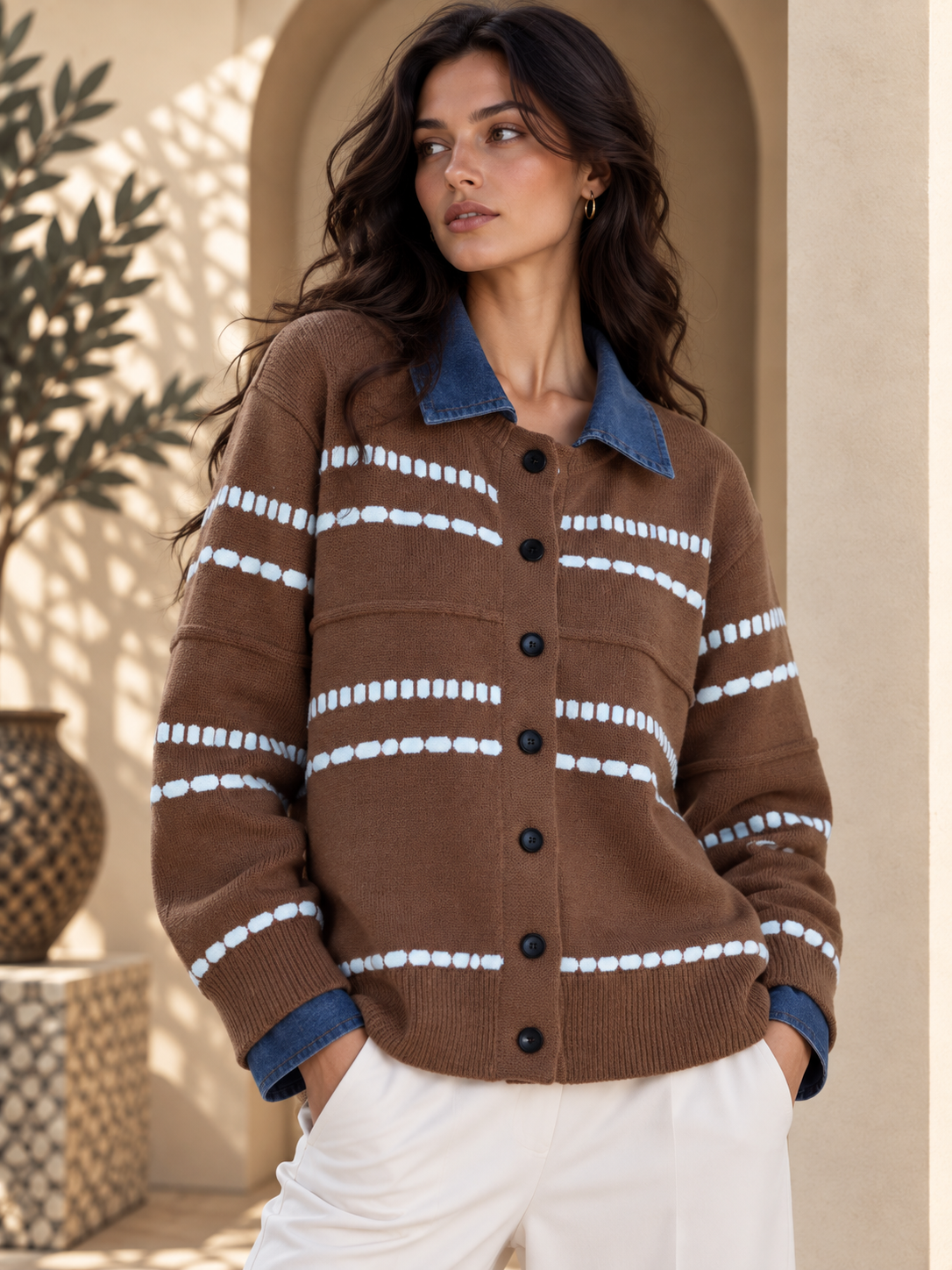 Women’s Contrast Relaxed Knit Sweater