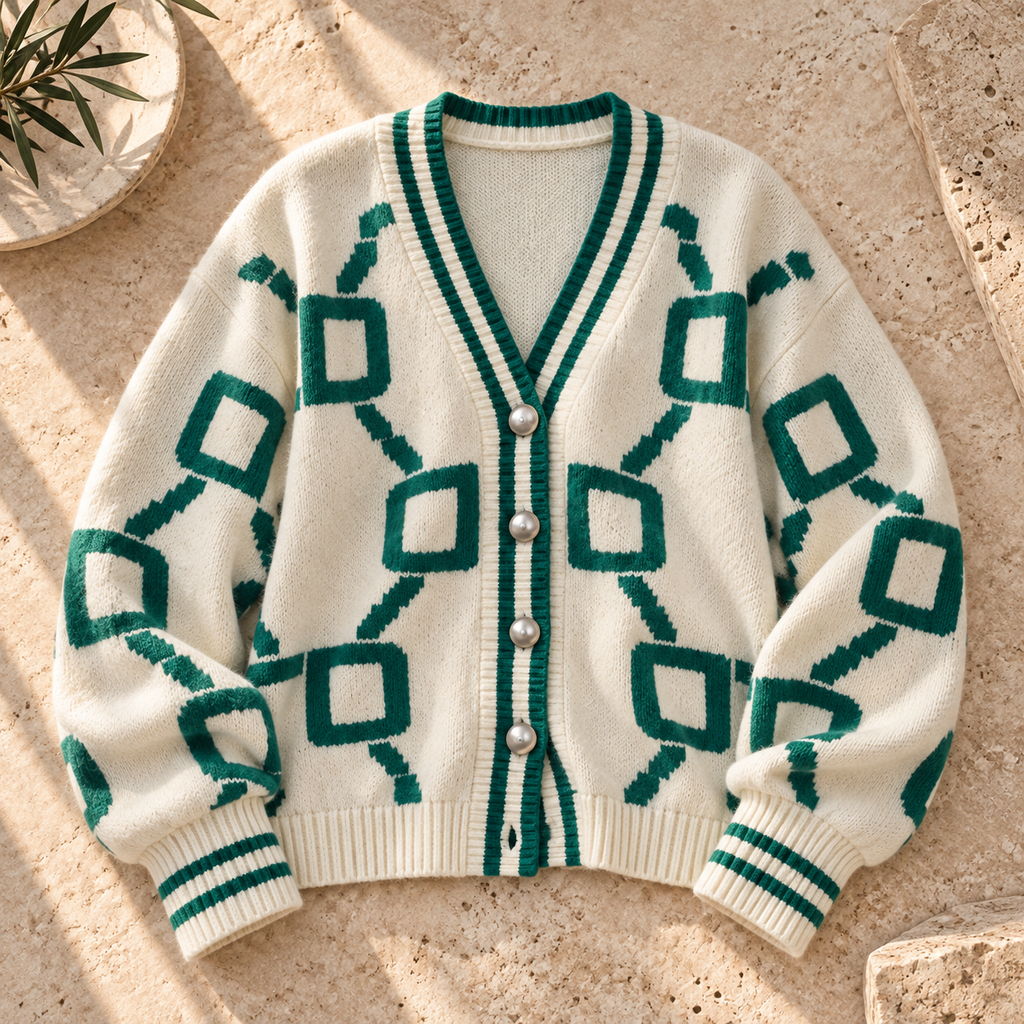 Women’s Color-Block V-Neck Knit Cardigan