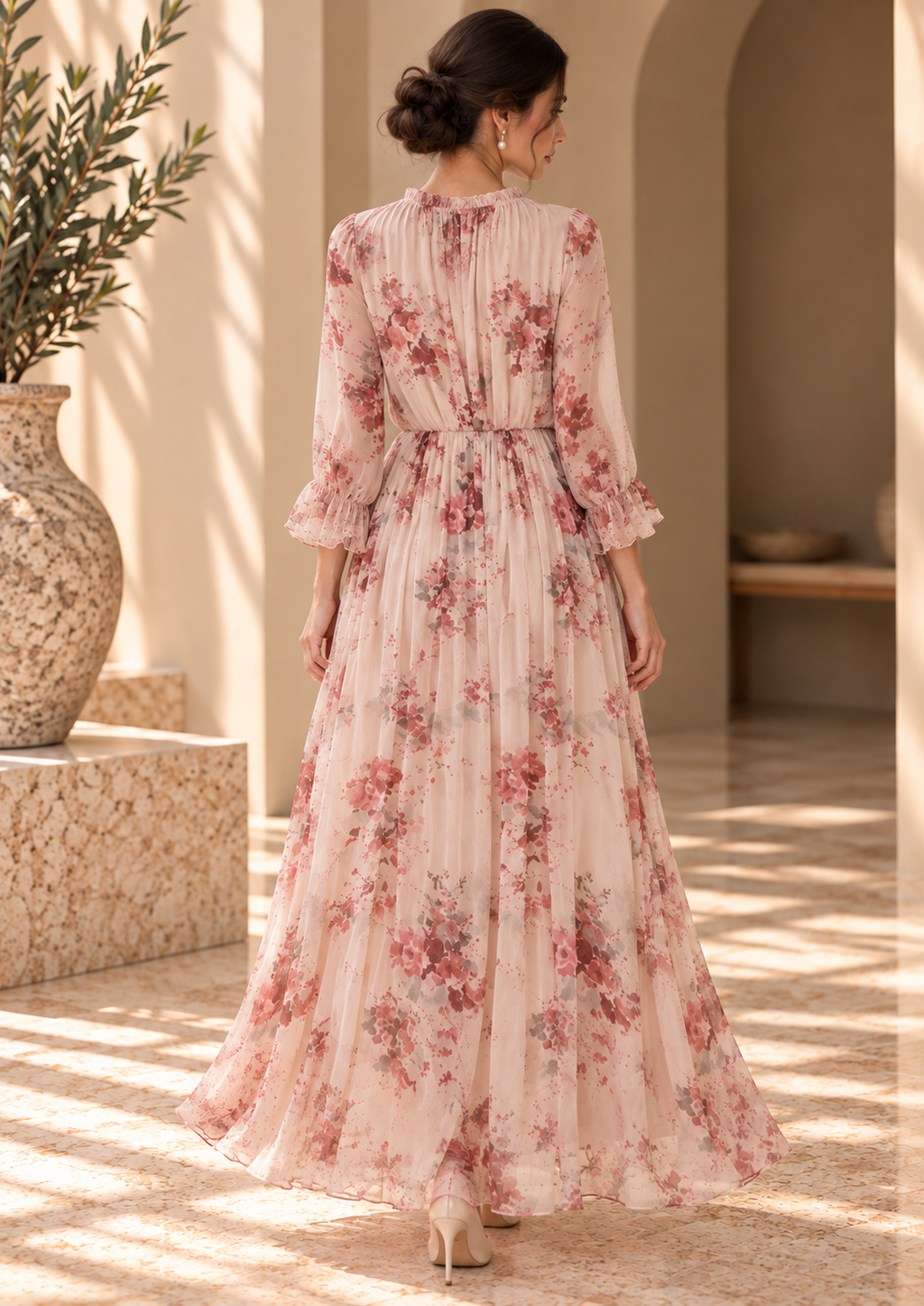 Women’s Floral Mulberry Silk Maxi Dress