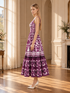 Women’s Sleeveless V-Neck Patchwork Maxi Dress