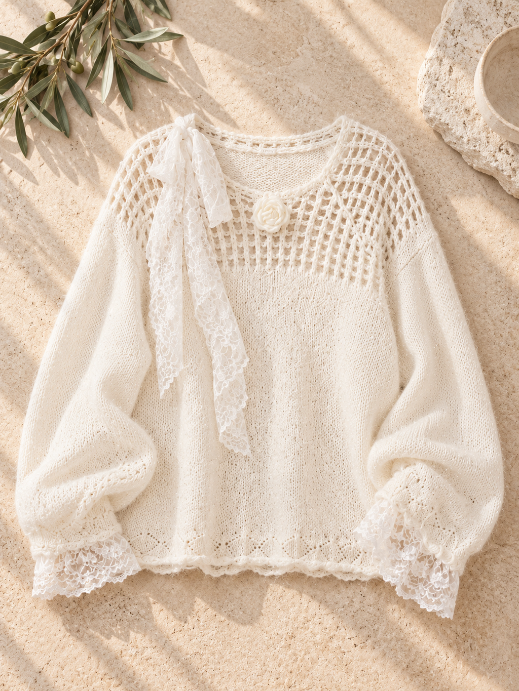 Women’s Lace Sequin Hollow-Out Knit Sweater