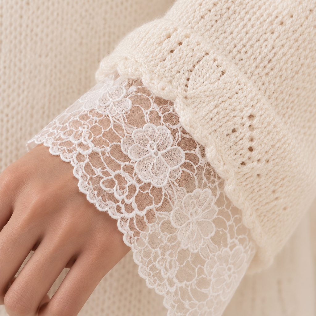 Women’s Lace Sequin Hollow-Out Knit Sweater