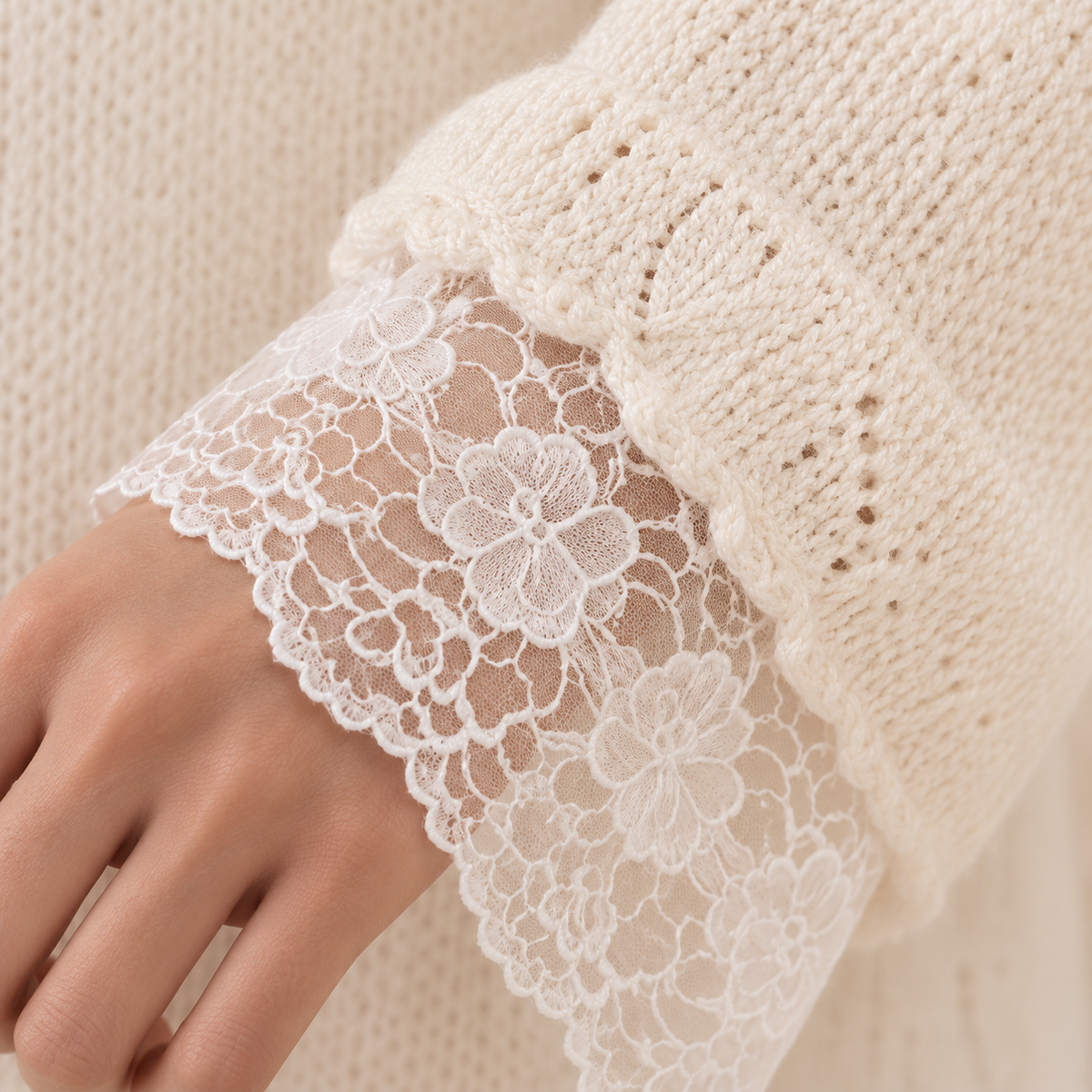 Women’s Lace Sequin Hollow-Out Knit Sweater
