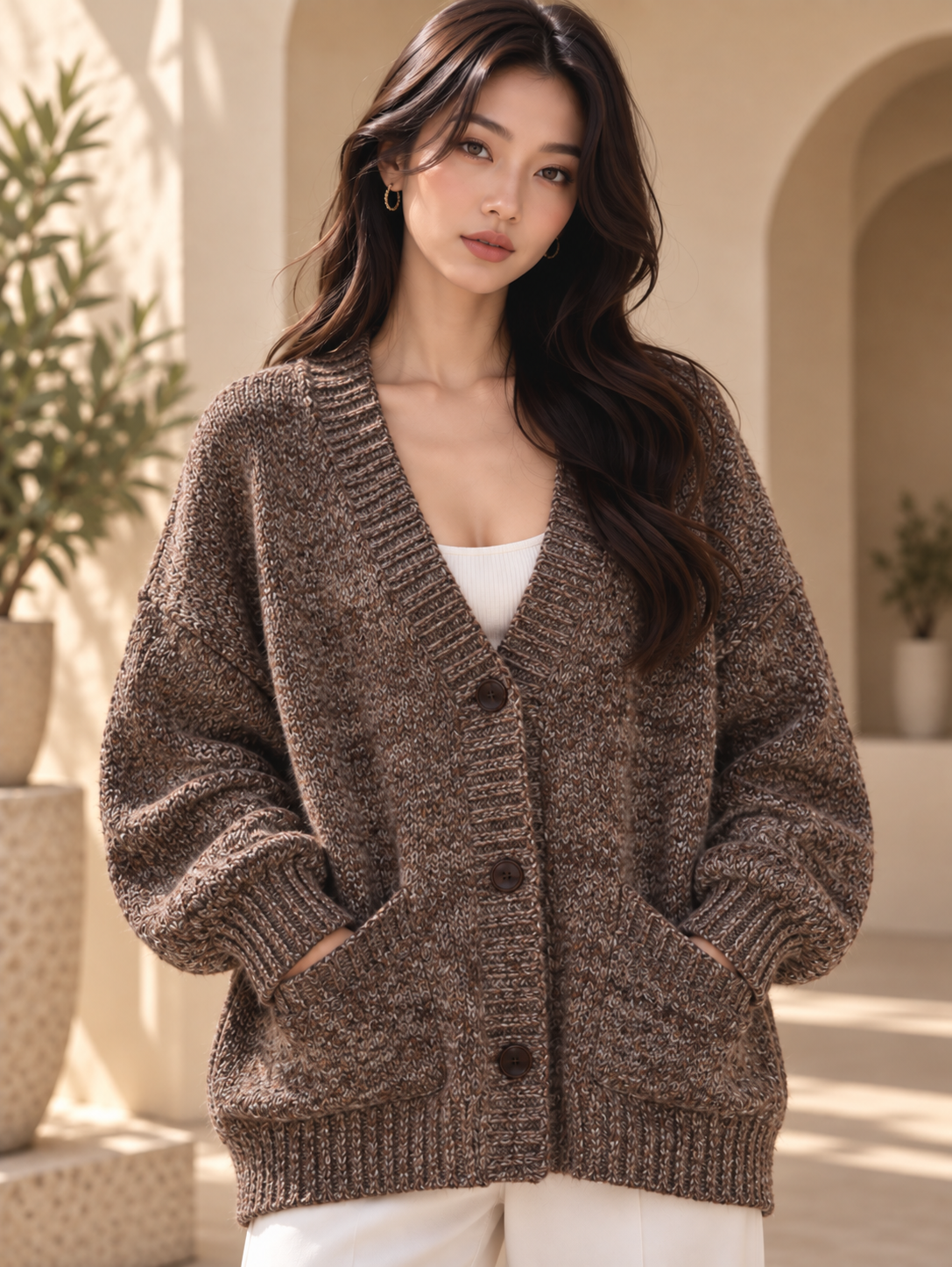 Women’s Relaxed V-Neck Knit Cardigan