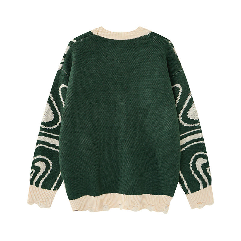Zebra print V-neck knitted cardigan