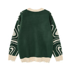 Zebra print V-neck knitted cardigan