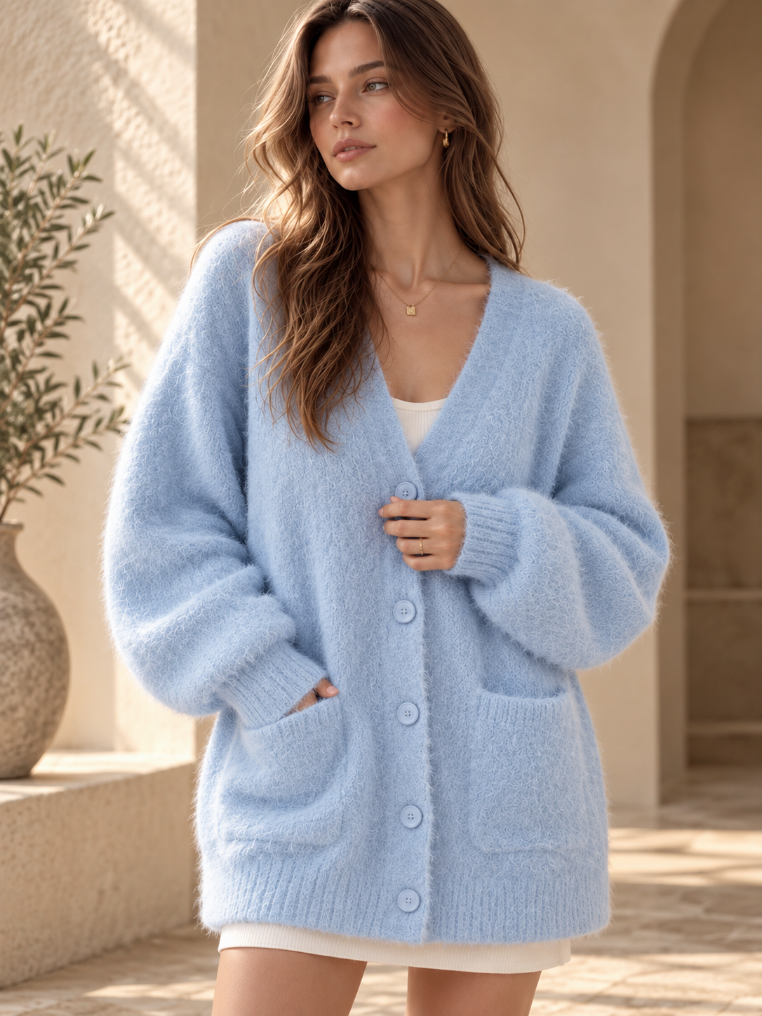 Women’s Lantern Sleeve Knit Cardigan