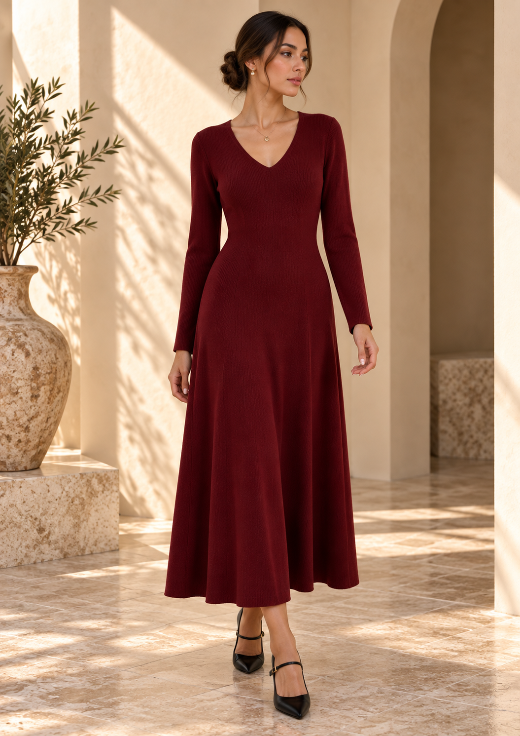 Women’s Collared Long Knit Dress