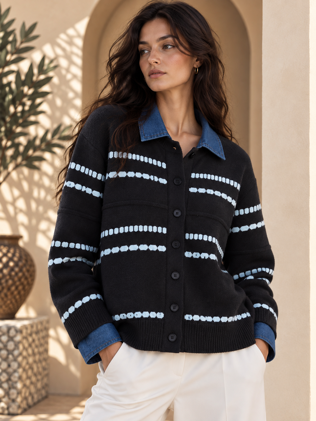 Women’s Contrast Relaxed Knit Sweater