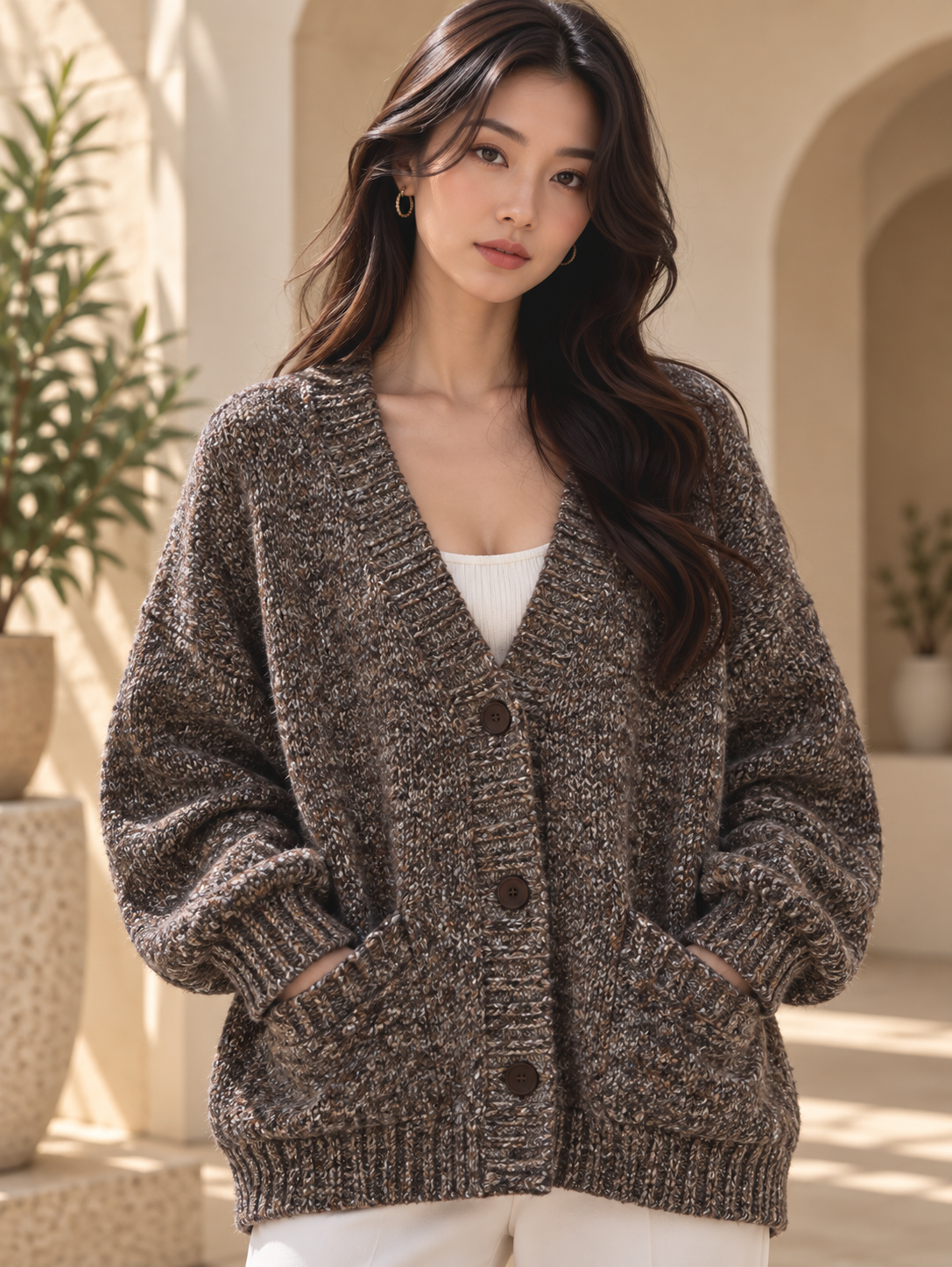 Women’s Relaxed V-Neck Knit Cardigan