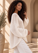 Women’s Hollow-Out Side-Slit Knit Sweater