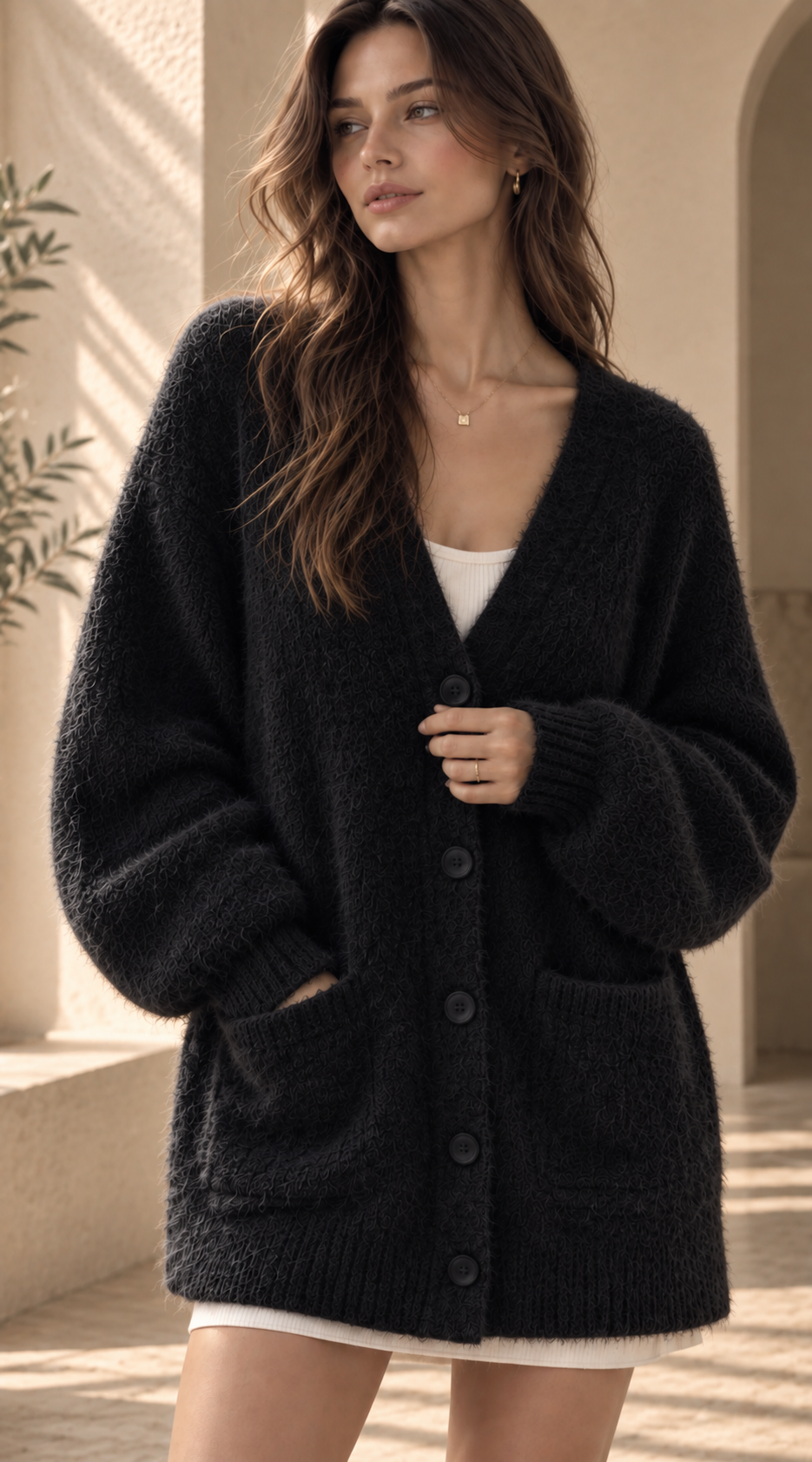 Women’s Lantern Sleeve Knit Cardigan