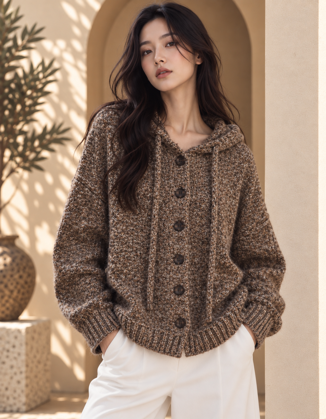 Women’s Hooded Relaxed Knit Sweater