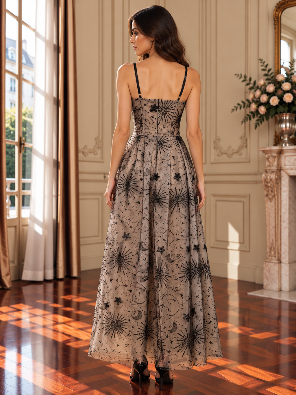 Women’s Celestial Sequin Mesh A-Line Dress