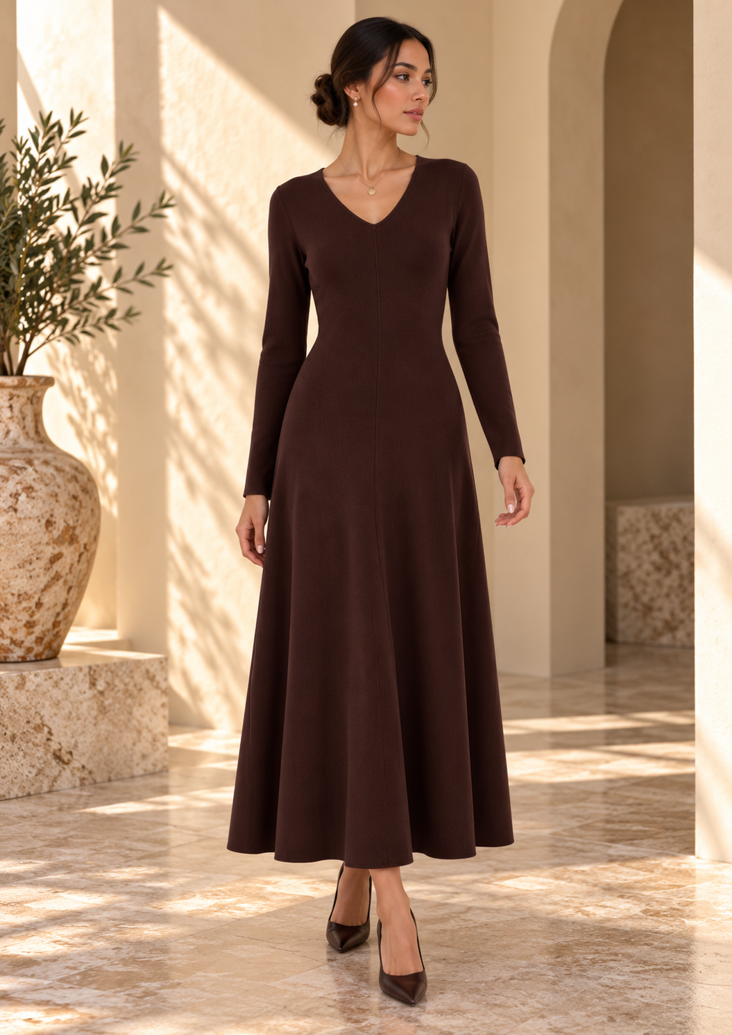 Women’s Collared Long Knit Dress
